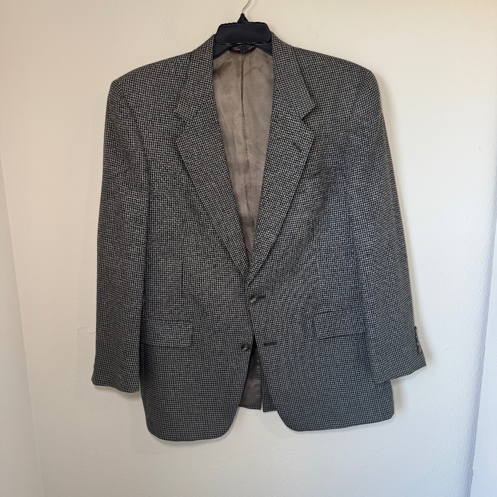 Hart Schaffner & Marx Blazer Men's Size 42 R Tan Black Herringbone Office